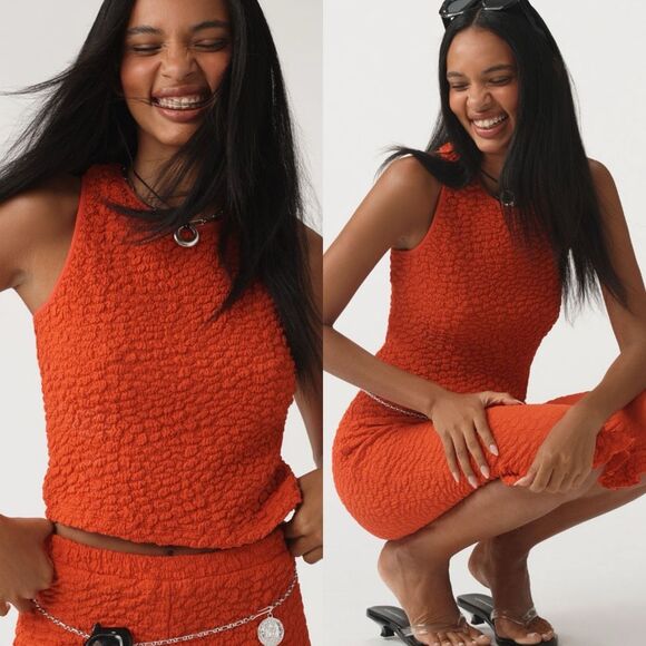 Anthropologie Textured Racerback Tank in Red | Medium | New NwT - Picture 2 of 10